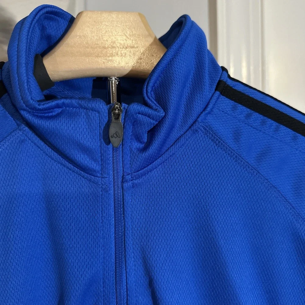 Adidas Men's Large Long Sleeve Blue Athletic‎ Shirt 1/4 Zip Front